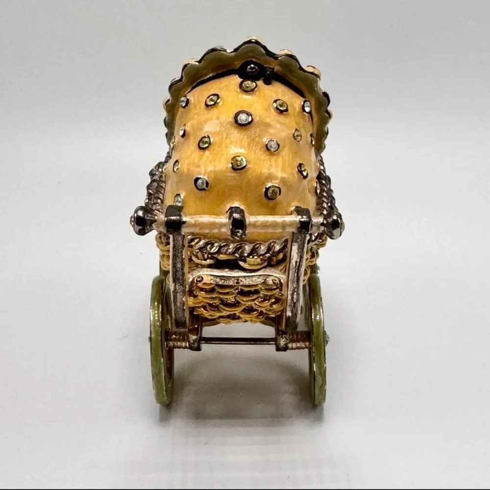 Rare VTG‎ Jay Strongwater  “Heidi” Pram Baby Carriage Picture Frame w/ Swarovski